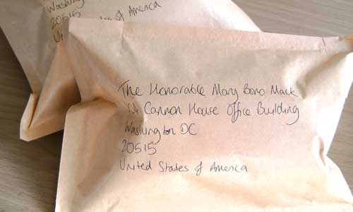Two packages, ready to send.